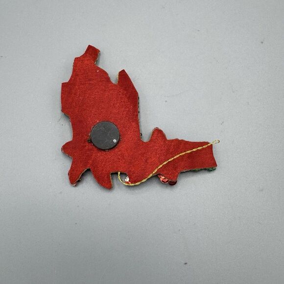 Vtg Unique Sequin Applique Candles Christmas Tree Ornament Magnet Handmade 3" - Picture 4 of 5